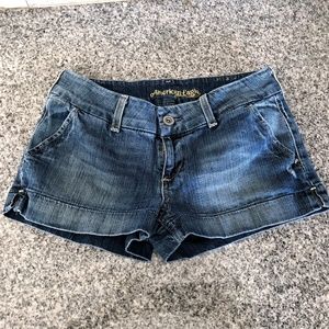 American Eagle Flat Pocket Denim Shortie Shorts